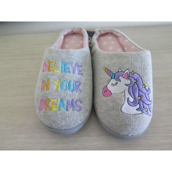 Lola Women's Size Medium (6.5-7.5) Believe In Your Dreams Unicorn Slippers - Picture 2 of 7